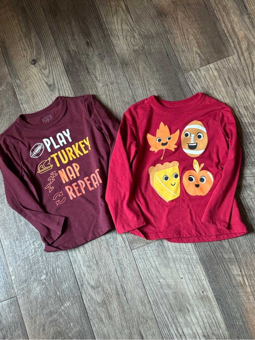 The Children's Place Red & Maroon Thanksgiving Graphic Long-Sleeve Tees